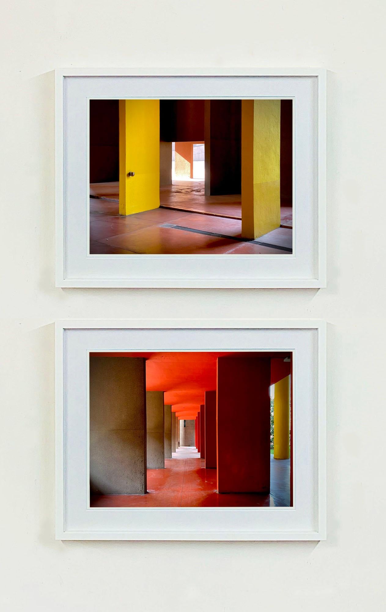 Utopian Foyer III, Milan - Color Blocking Architecture Photograph - Brown Print by Richard Heeps