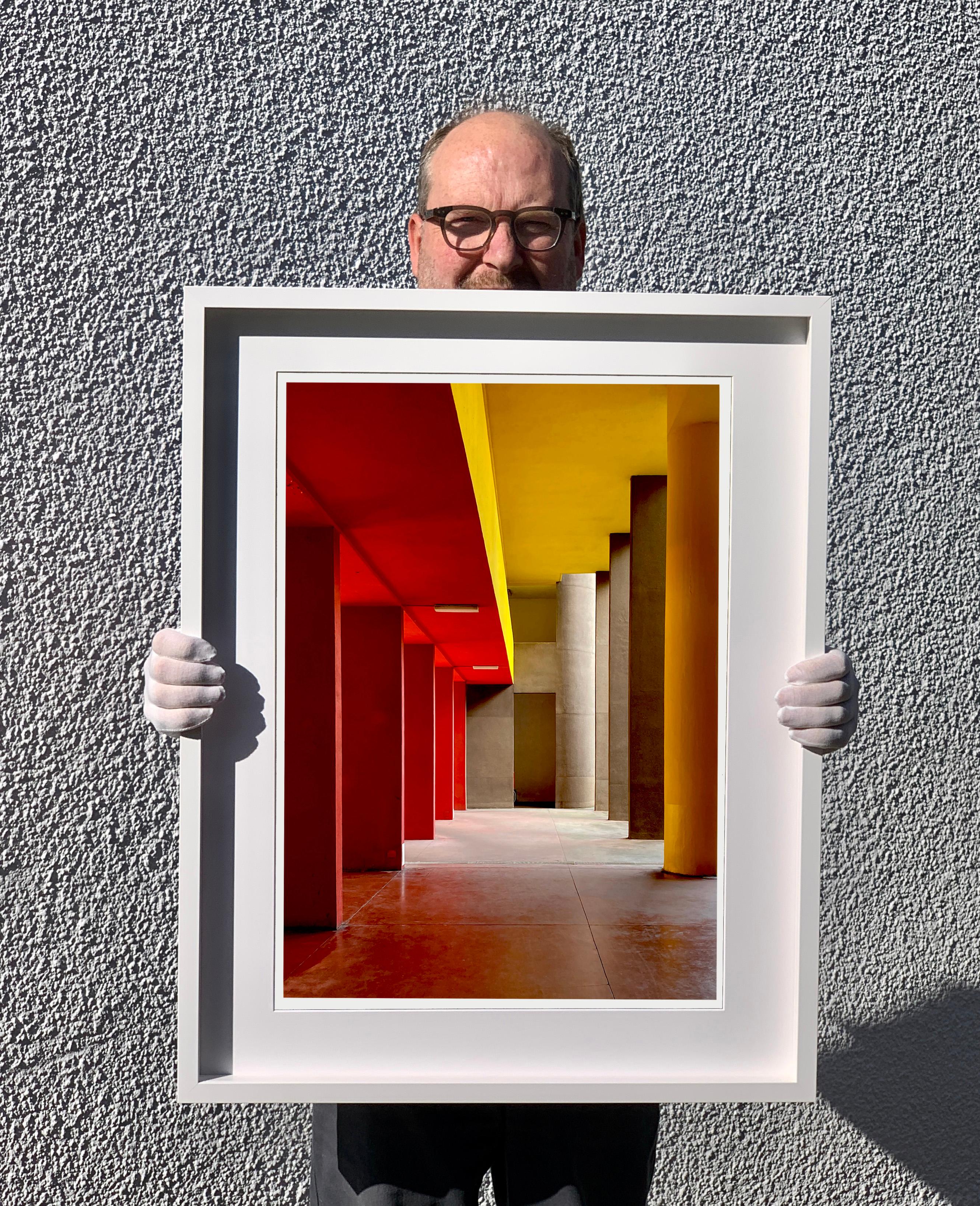 Utopian Foyer IV, Milan - Color Blocking Architecture Photograph - Brown Print by Richard Heeps