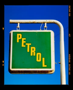 Vintage Yellow Petrol Pump and Trevor's Petrol Typography Photography Two Framed