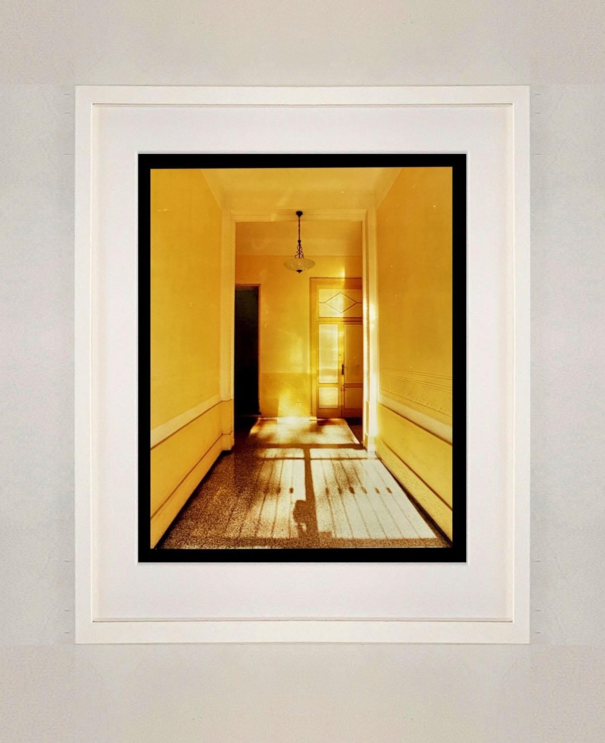 Yellow Corridor Day and Night, Milan - Interior Architecture Color Photography For Sale 5