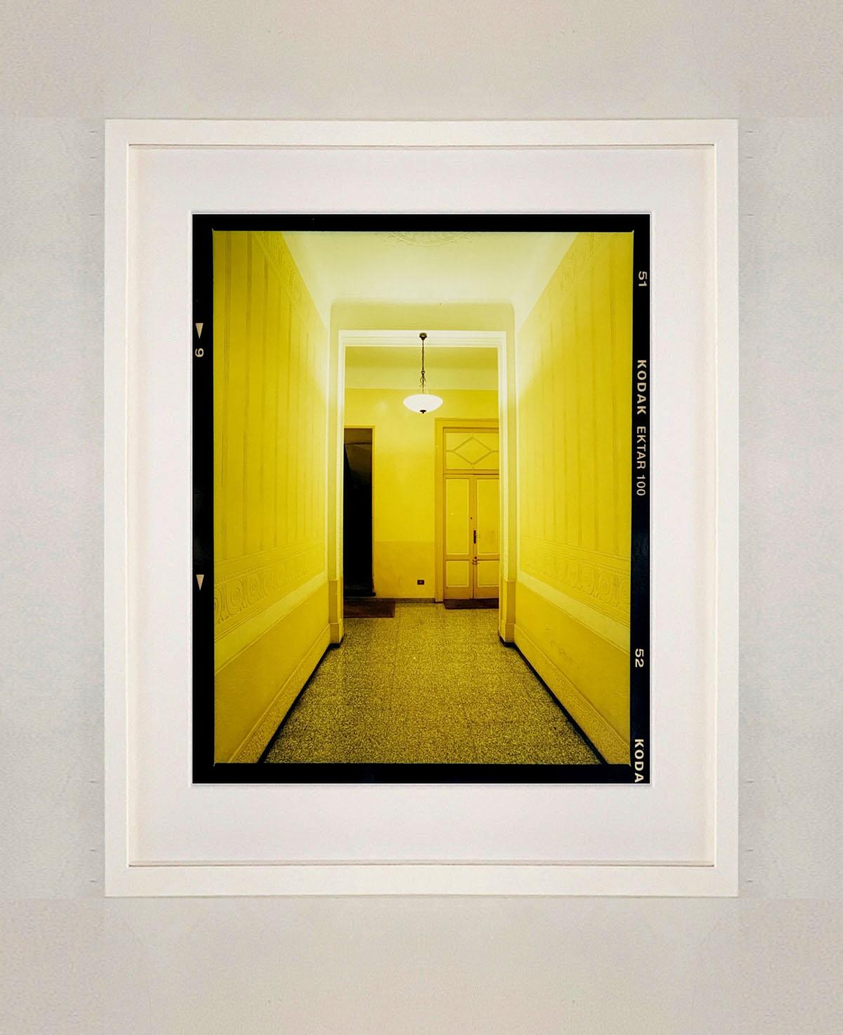 Yellow Corridor Day and Night, Milan - Interior Architecture Color Photography For Sale 6