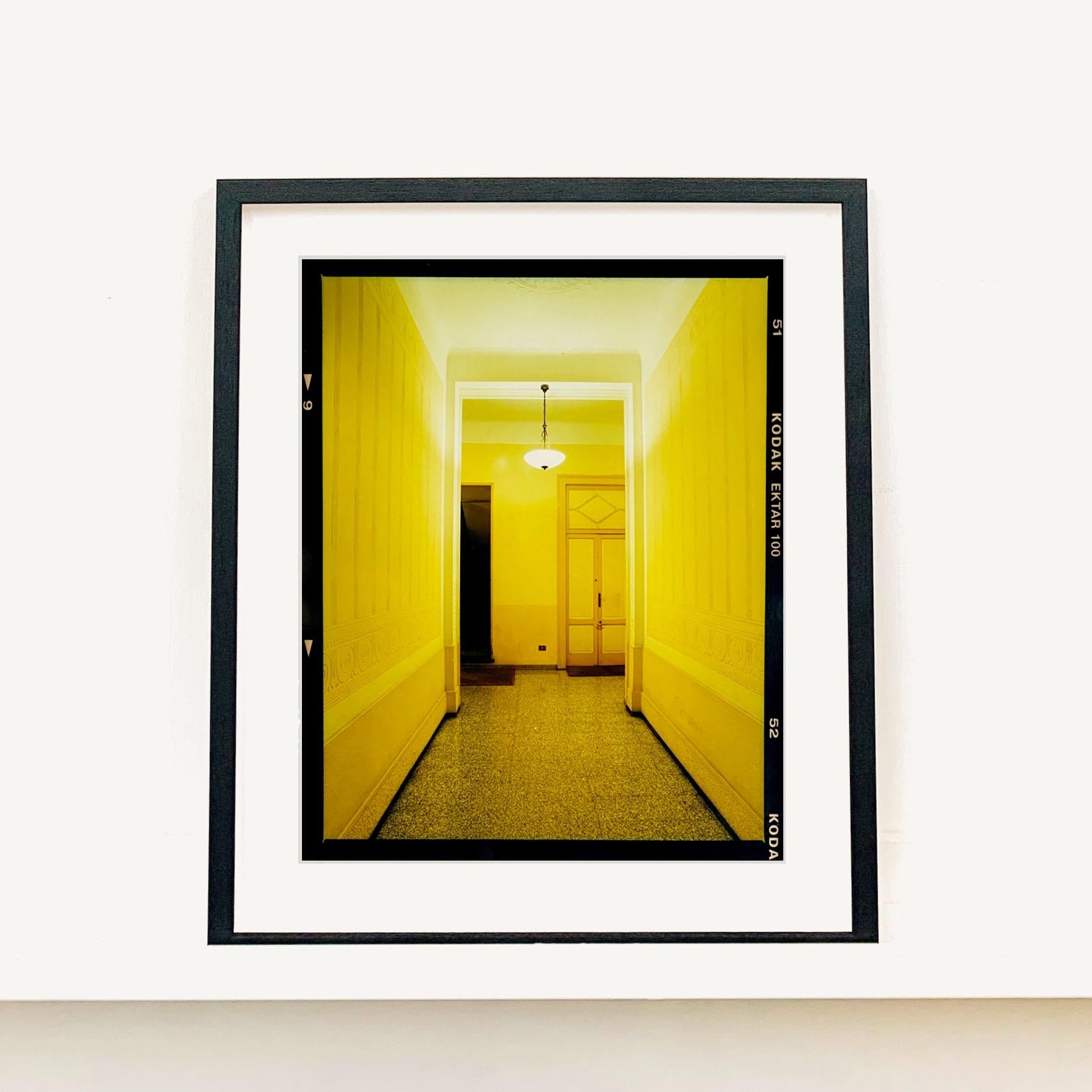 Yellow Corridor Night, Milan - Architectural Color Photography For Sale 2