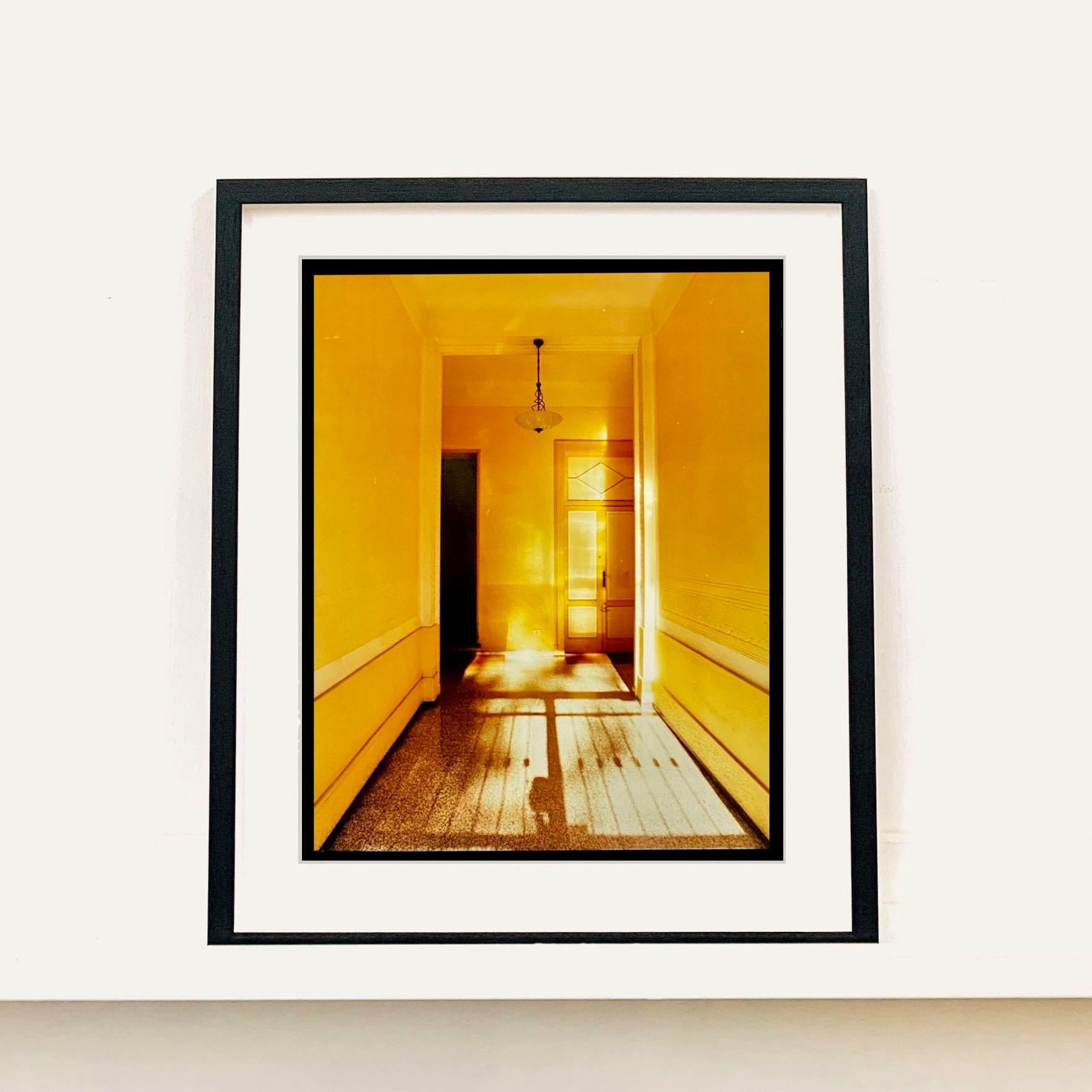 Yellow Corridor Night, Milan - Architectural Color Photography For Sale 1