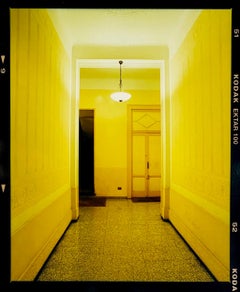 Yellow Corridor Night, Milan - Architectural Color Photography