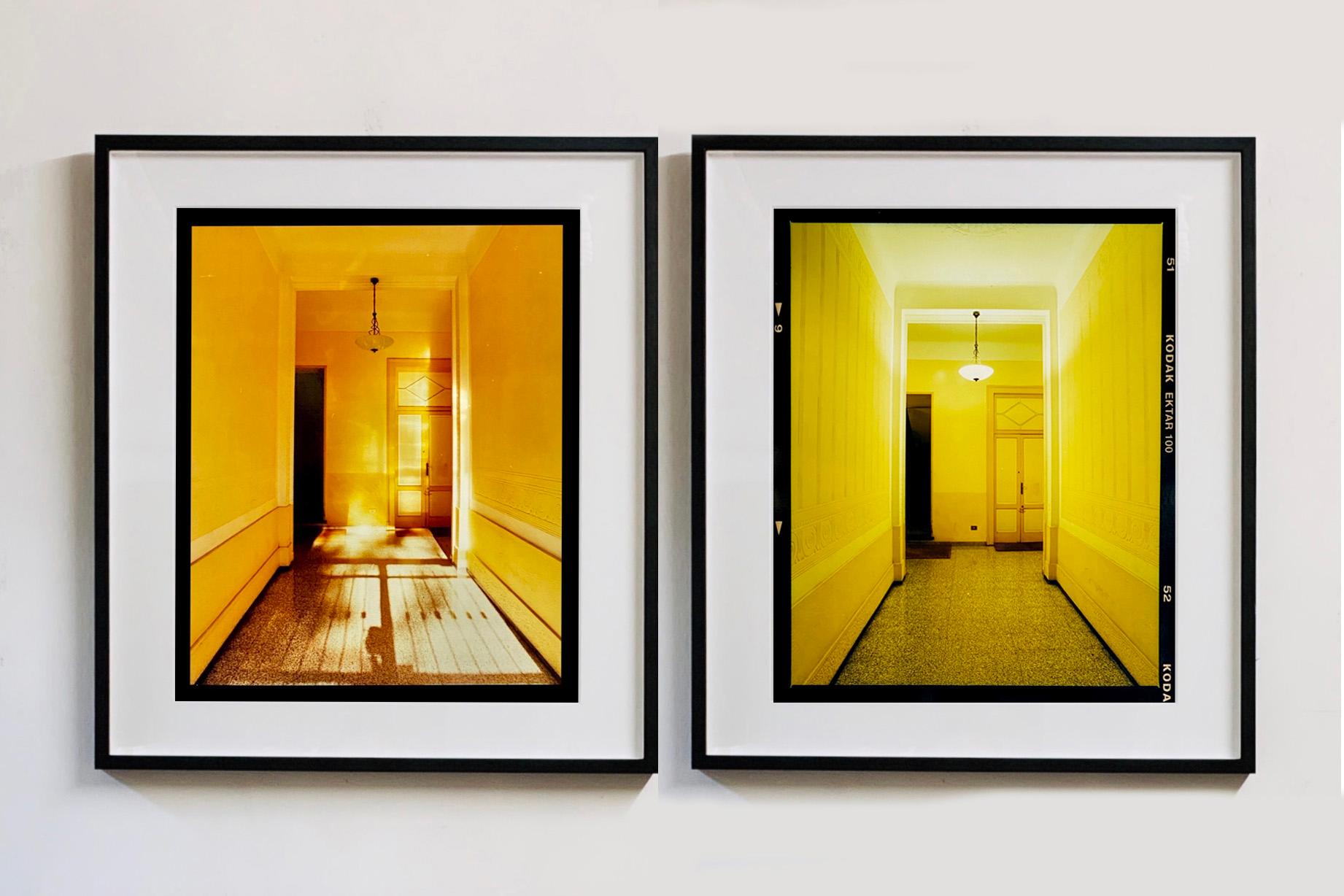 Yellow Corridor (Night), Milan - Italian architectural color photography For Sale 1