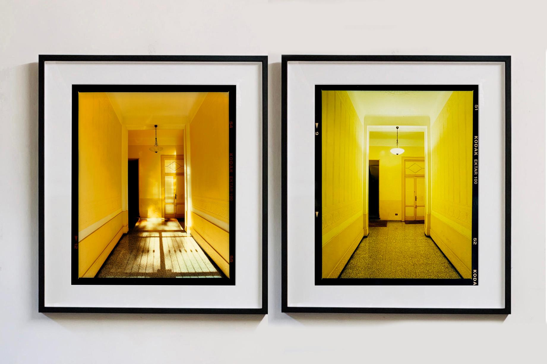 Yellow Corridor (Night), Milan - Italian architectural color photography For Sale 1