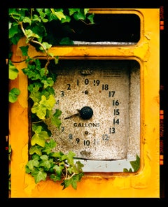 Yellow Petrol Pump, Norfolk - Vintage Aesthetic Color Photograph
