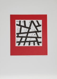 El Templo Rojo, serigrafía minimalista abstracta de Richard A. Heinrich
