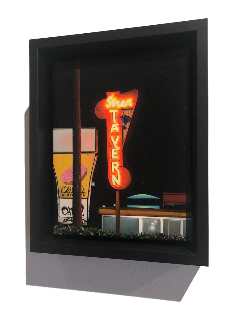 Richard Heisler Orange and yellow small scale oil painting "Siren