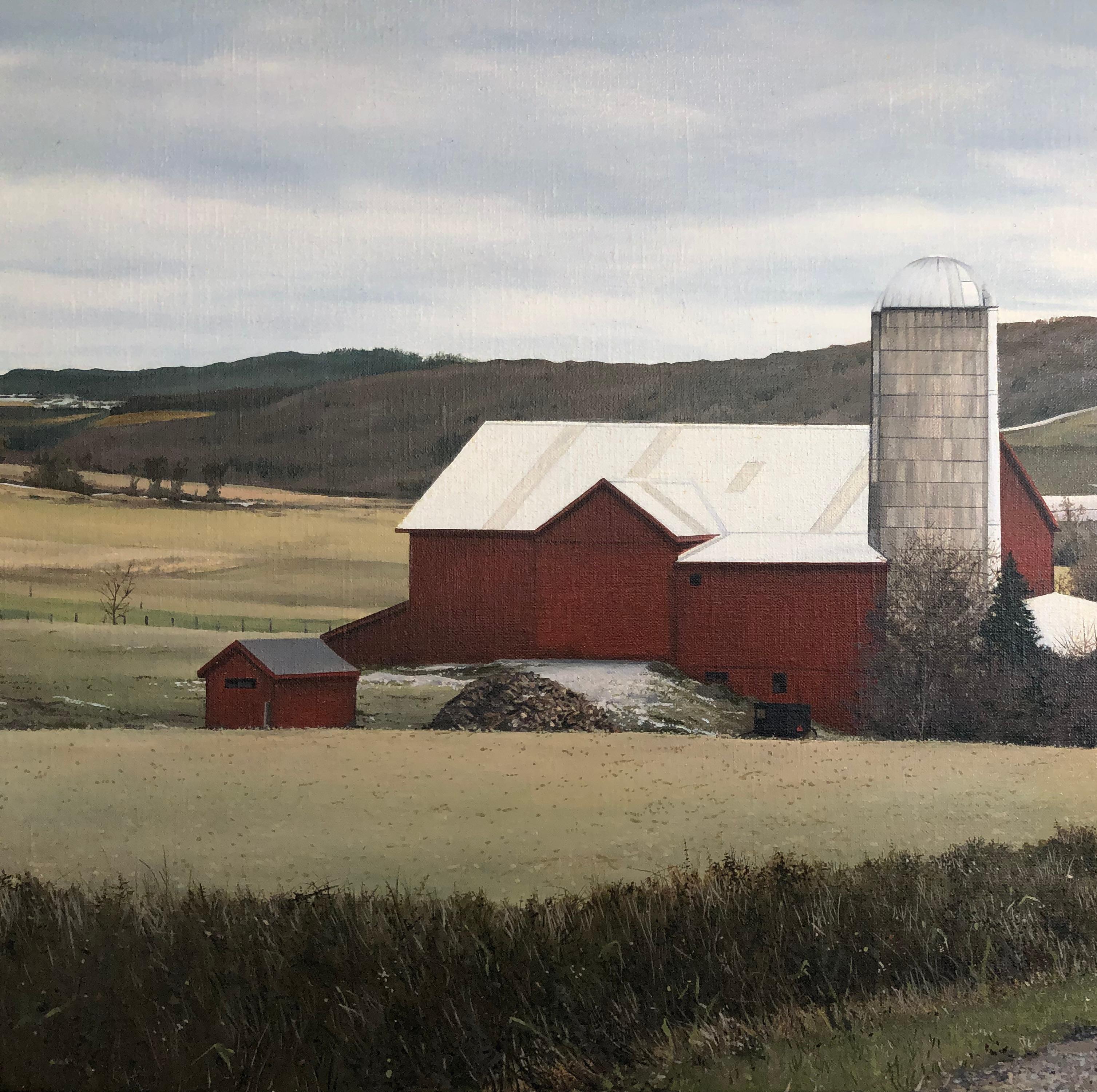 Photorealist farm painting “Somewhere Near Woodhull, NY