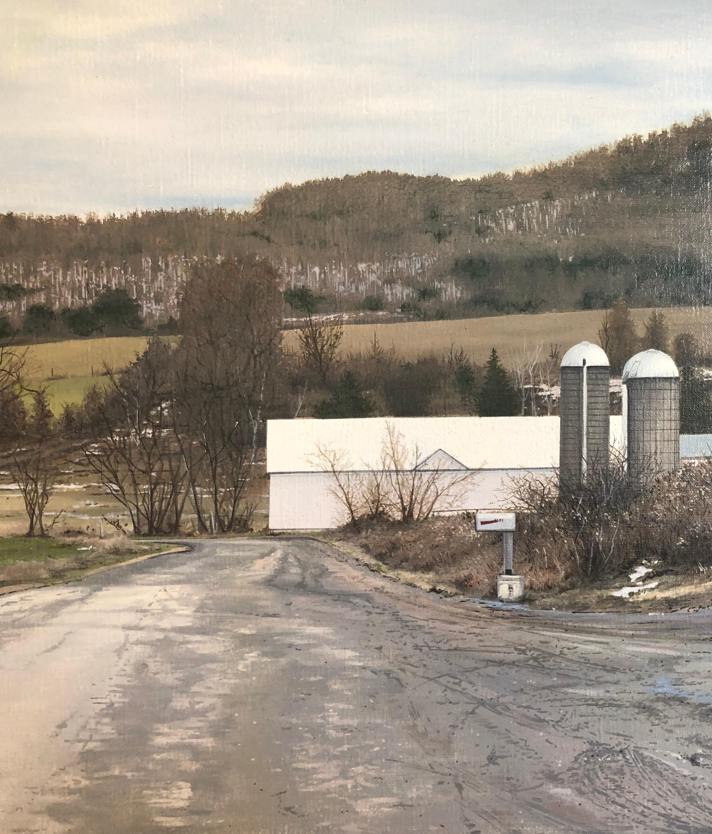 Photorealist farm painting “Somewhere Near Woodhull, NY