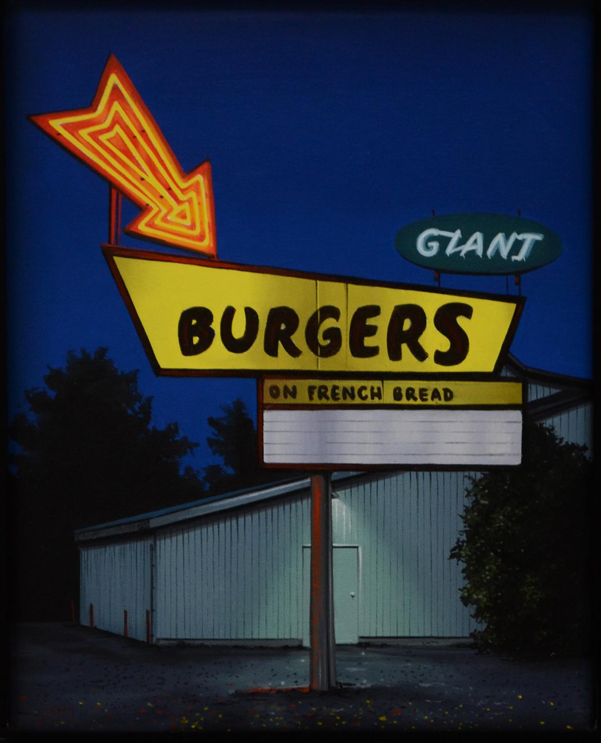 Richard Heisler Landscape Painting - Red and yellow small scale oil painting "French Bread" (Photorealist landscape)