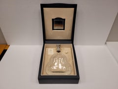 Richard Henessy Baccarat cognac decanter. worked glass, silver stopper, box