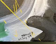 1979 Pintura al óleo abstracta grande y colorida "Vida nocturna" Arte inspirado en el jazz