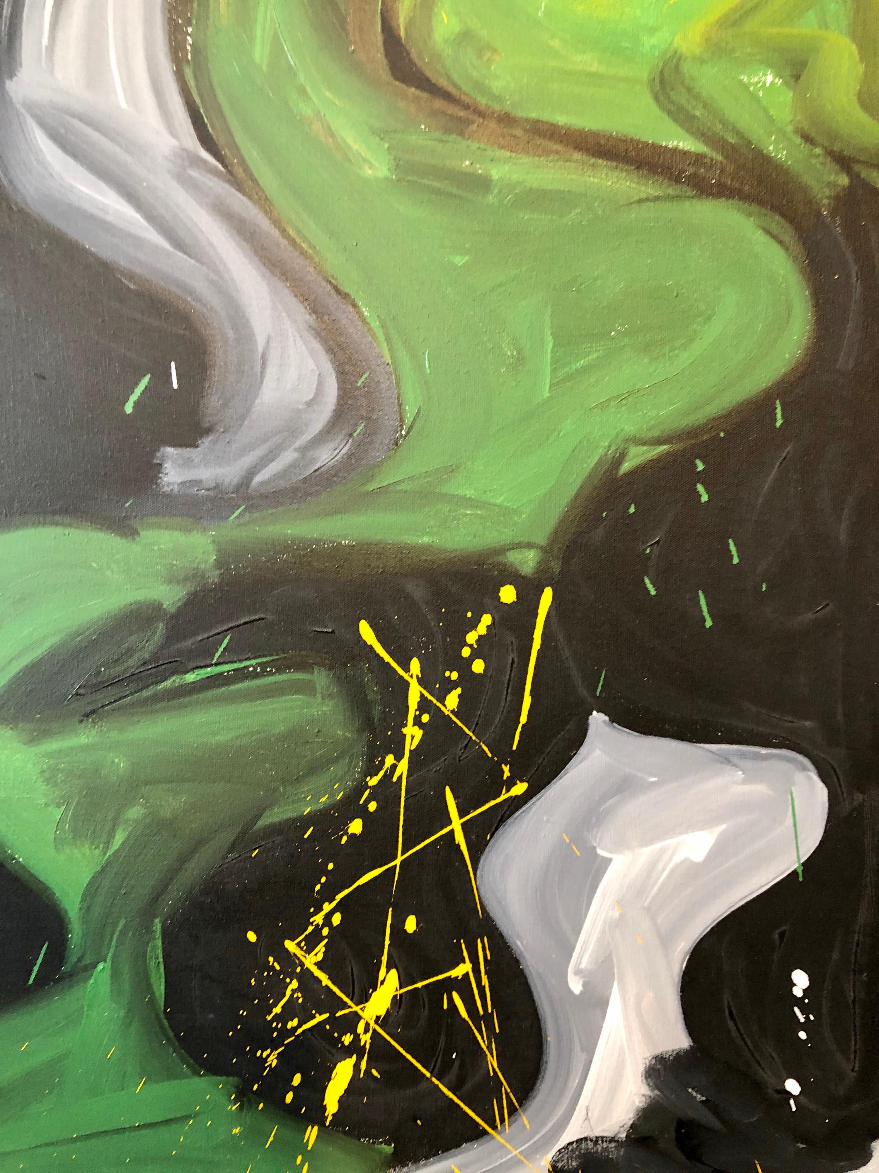 1979 Grande pittura a olio astratta colorata 