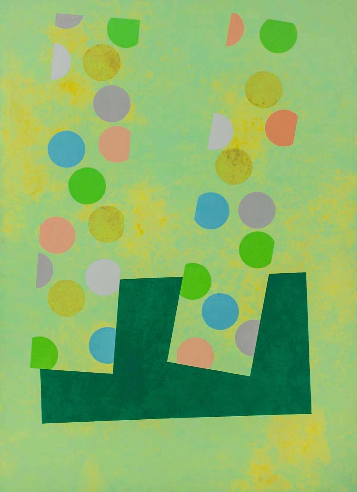 Großes Ölgemälde „Jeu D'enfant“, farbenfrohes, lebhaftes, abstraktes Geometrisches Gemälde
