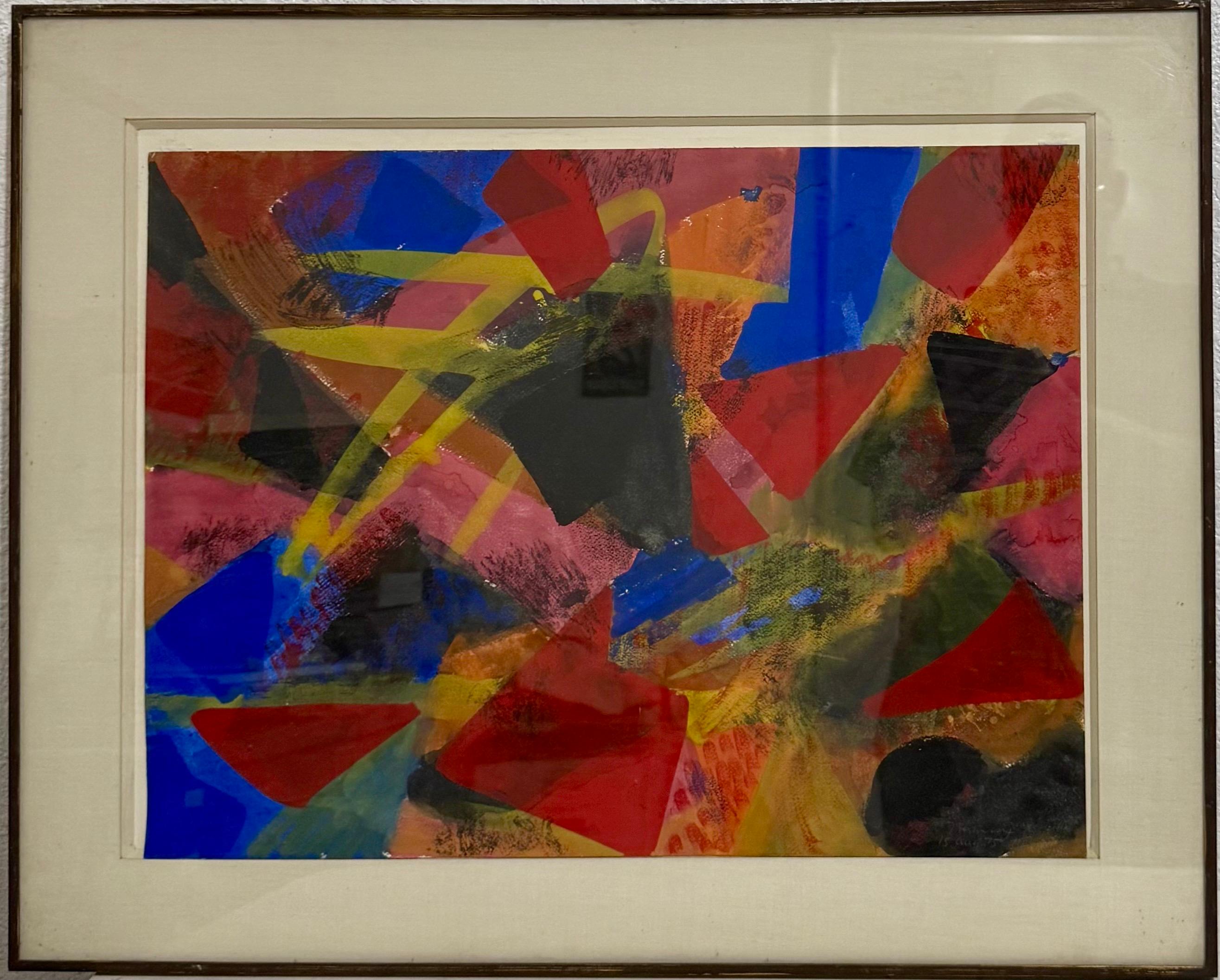 Richard Hennessy 1974 Colorful Vibrant Abstract Geometric Painting Modernist Art For Sale 1