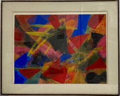 Richard Hennessy 1974 Pintura geométrica abstracta de colores vibrantes Arte modernista