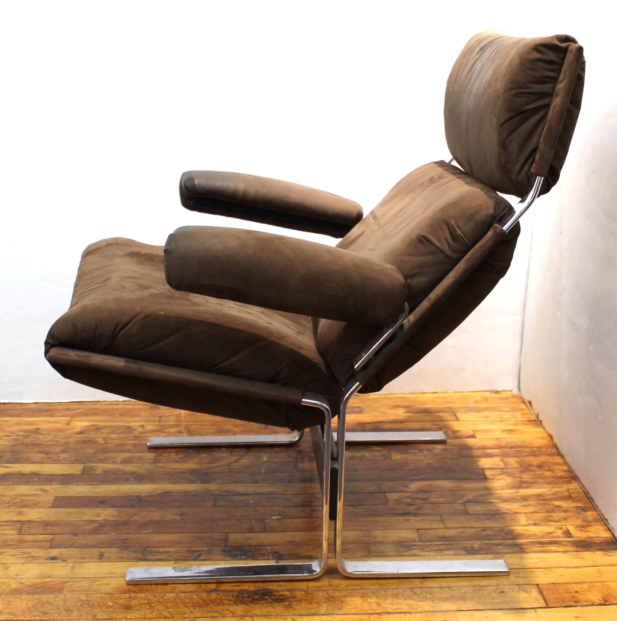 Mid-20th Century Richard Hersberger for Saporiti Italian Modern Lounge Chair with Ottoman