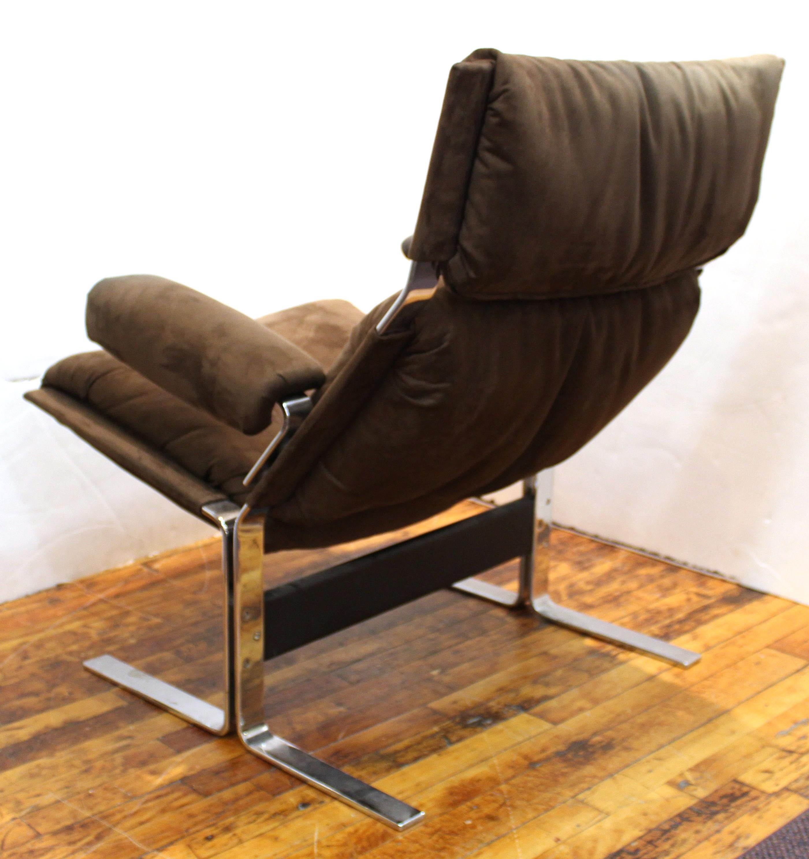 Metal Richard Hersberger for Saporiti Italian Modern Lounge Chair with Ottoman