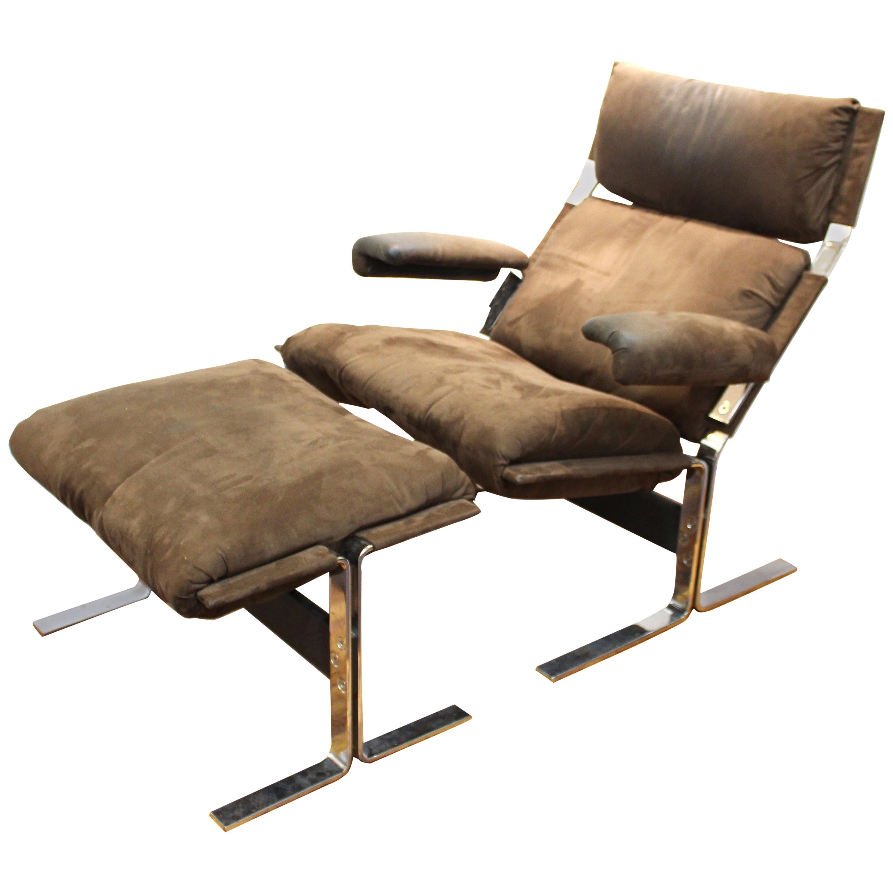 Richard Hersberger for Saporiti Italian Modern Lounge Chair with Ottoman