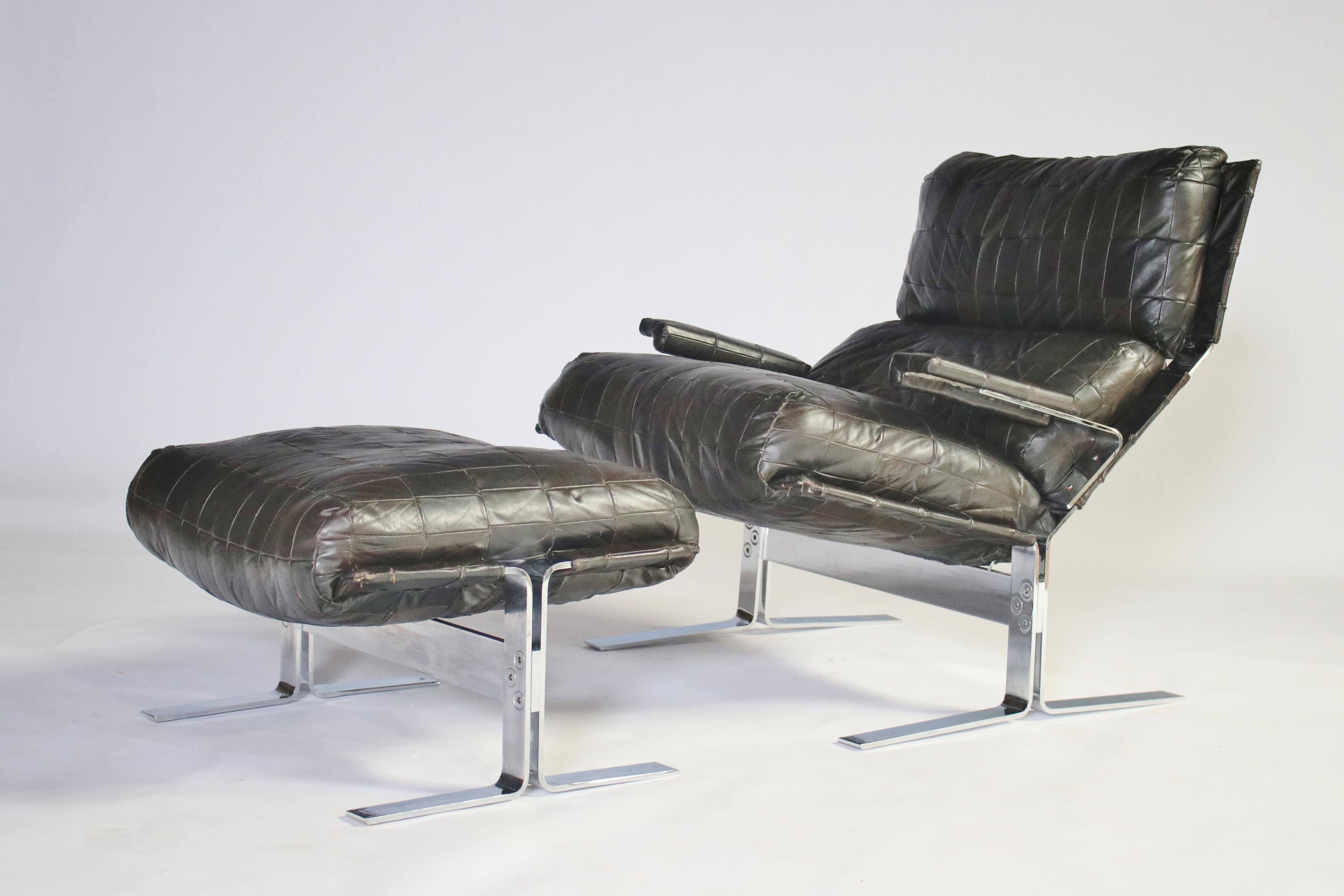 Mid-Century Modern Richard Hersberger For Saporiti Lounge Chair and Ottoman