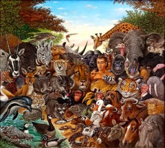 Roi des animaux, zèbre, buffle, lion, girafe, éléphant, singe, tigre,  Gorille