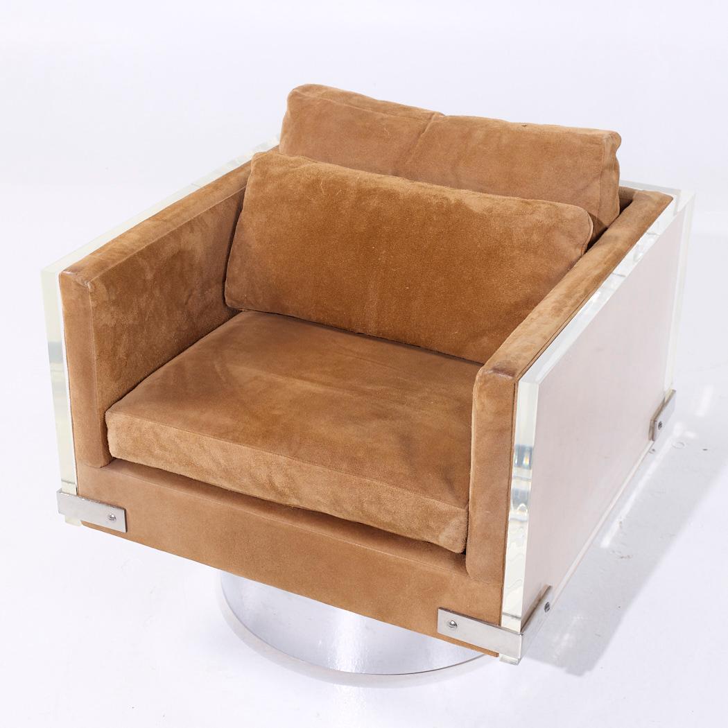 Richard Himmel Mid Century Lucite Swivel Lounge Chairs - Pair en vente 5