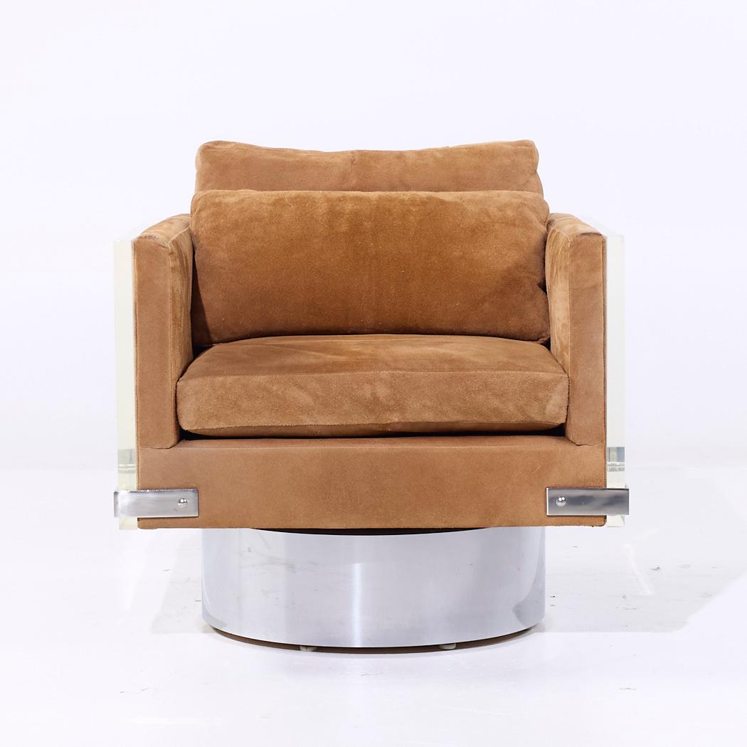 Richard Himmel Mid Century Lucite Swivel Lounge Chairs - Pair Bon état - En vente à Countryside, IL
