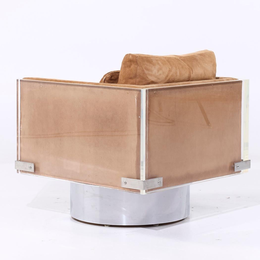 Métal Richard Himmel Mid Century Lucite Swivel Lounge Chairs - Pair en vente