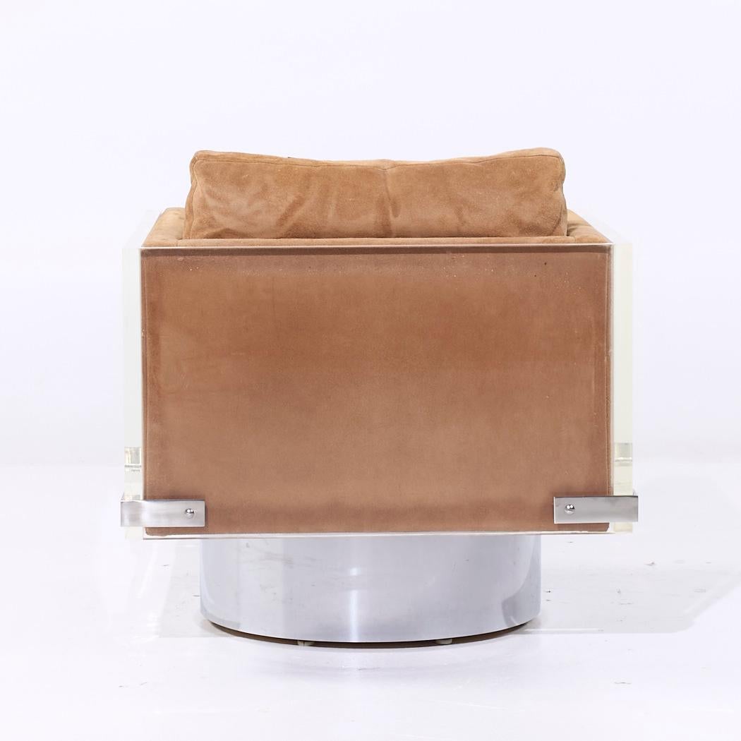 Richard Himmel Mid Century Lucite Swivel Lounge Chairs - Pair en vente 1