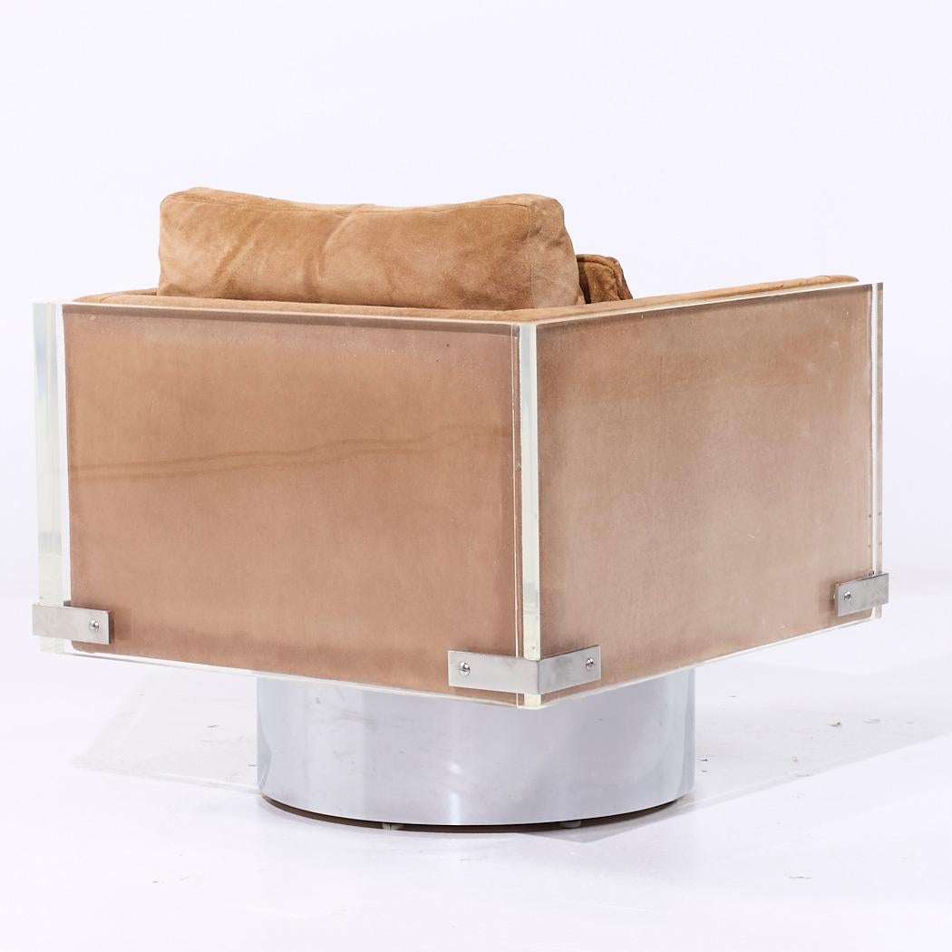 Richard Himmel Mid Century Lucite Swivel Lounge Chairs - Pair en vente 2