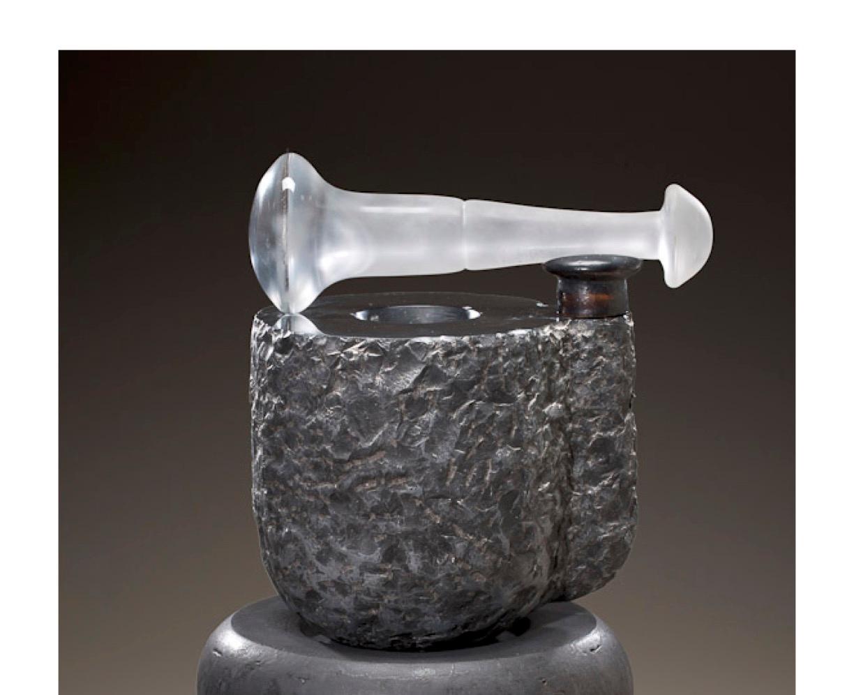 American Richard Hirsch Black Marble Mortar and Glass Pestle Sculpture, 2006 - 2010 For Sale