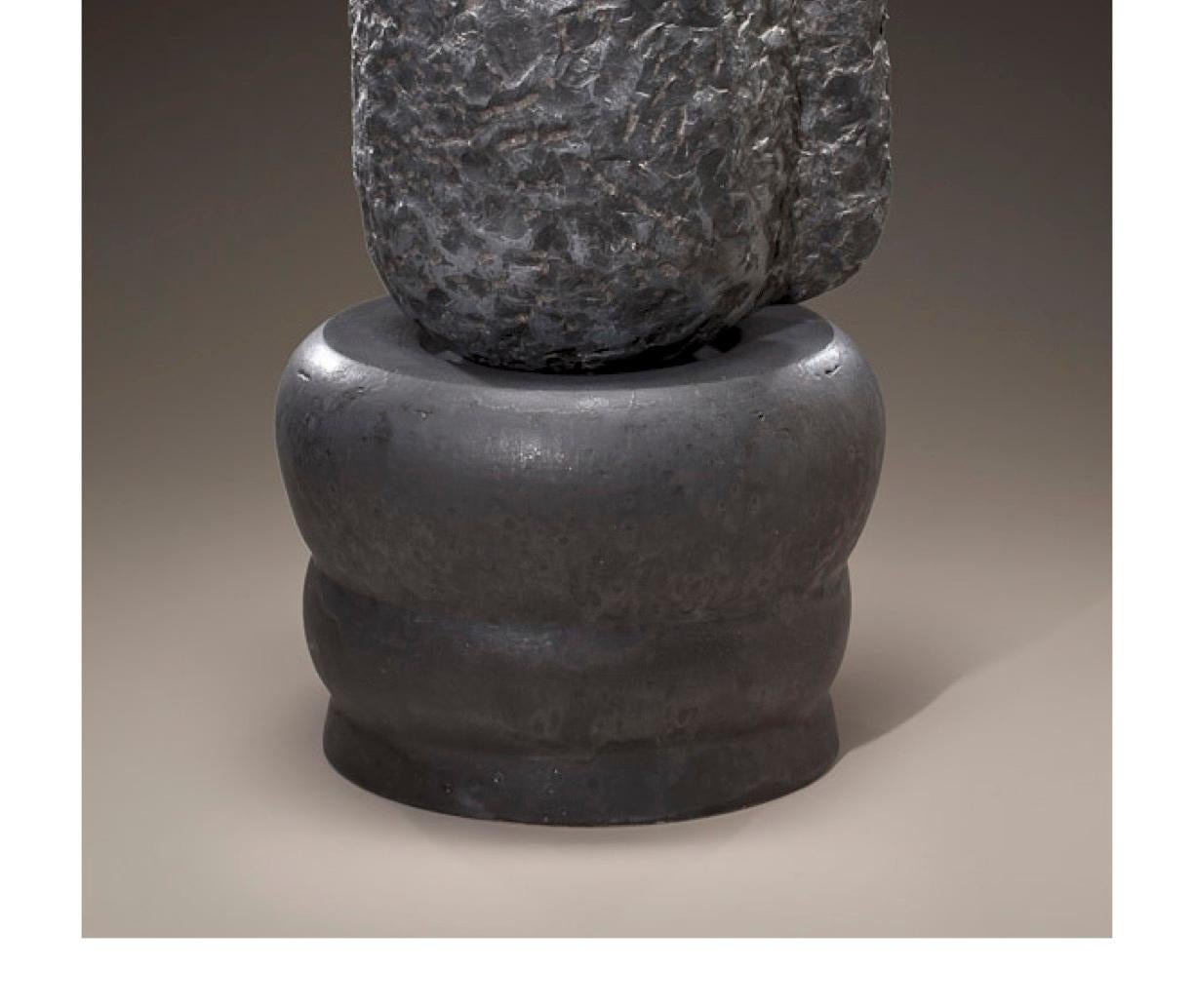 Richard Hirsch Black Marble Mortar and Glass Pestle Sculpture, 2006 - 2010 In Excellent Condition For Sale In New York, NY