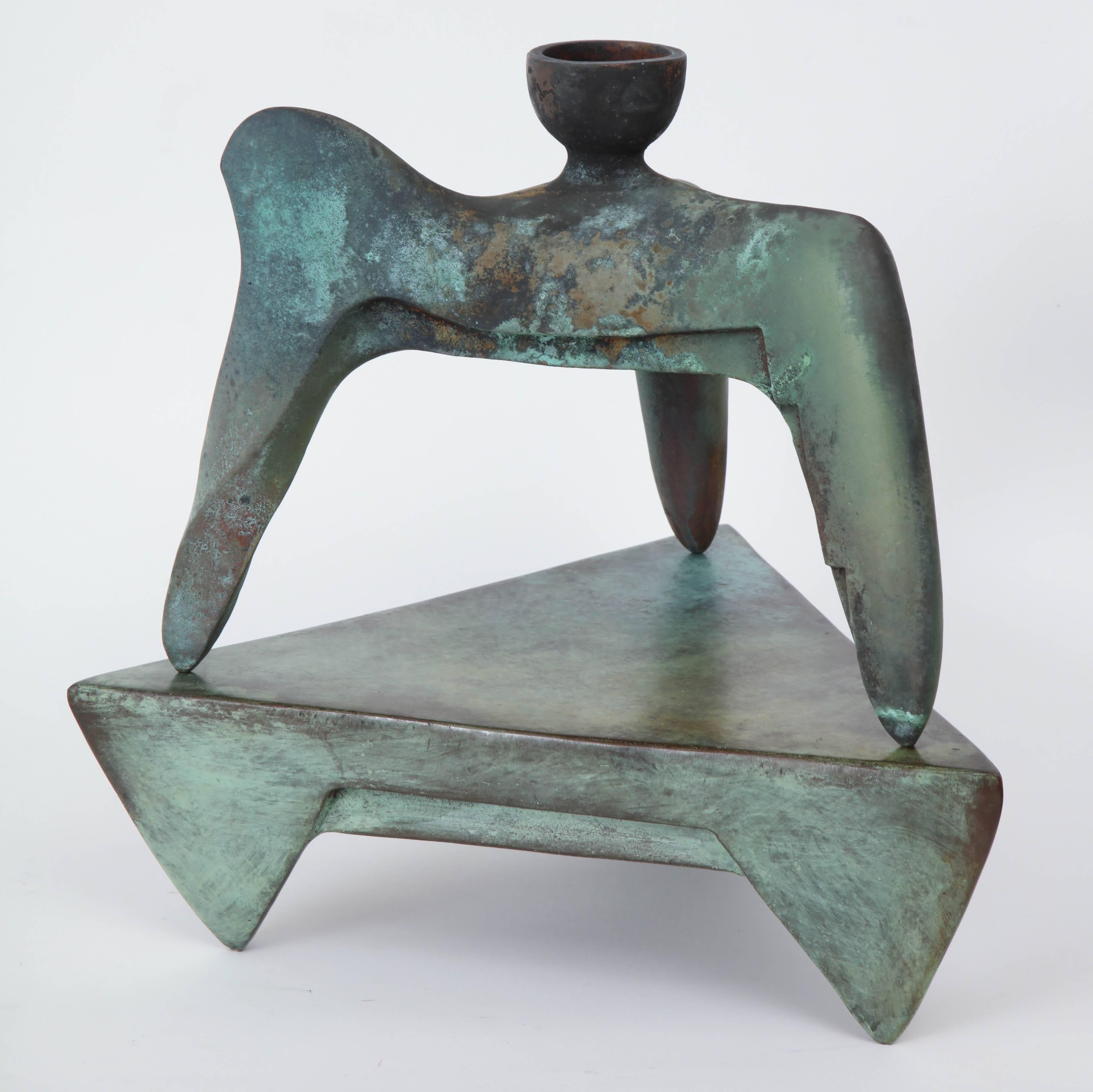 Modern Richard Hirsch Bronze Tripod Vessel and Stand #1B Sculpture, 1991 For Sale