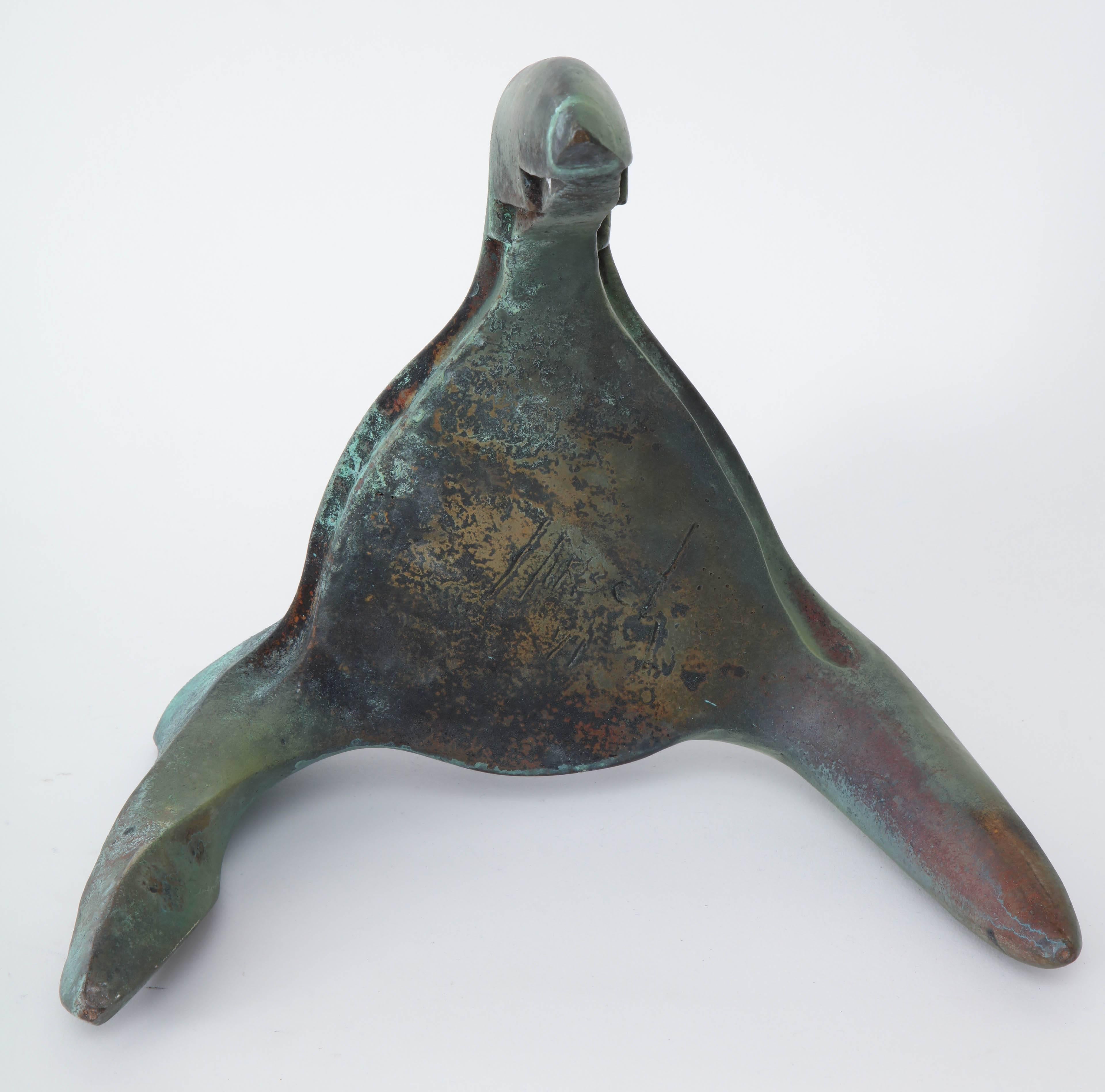 Richard Hirsch Bronze Tripod Vessel and Stand #1B Sculpture, 1991 In Excellent Condition For Sale In New York, NY