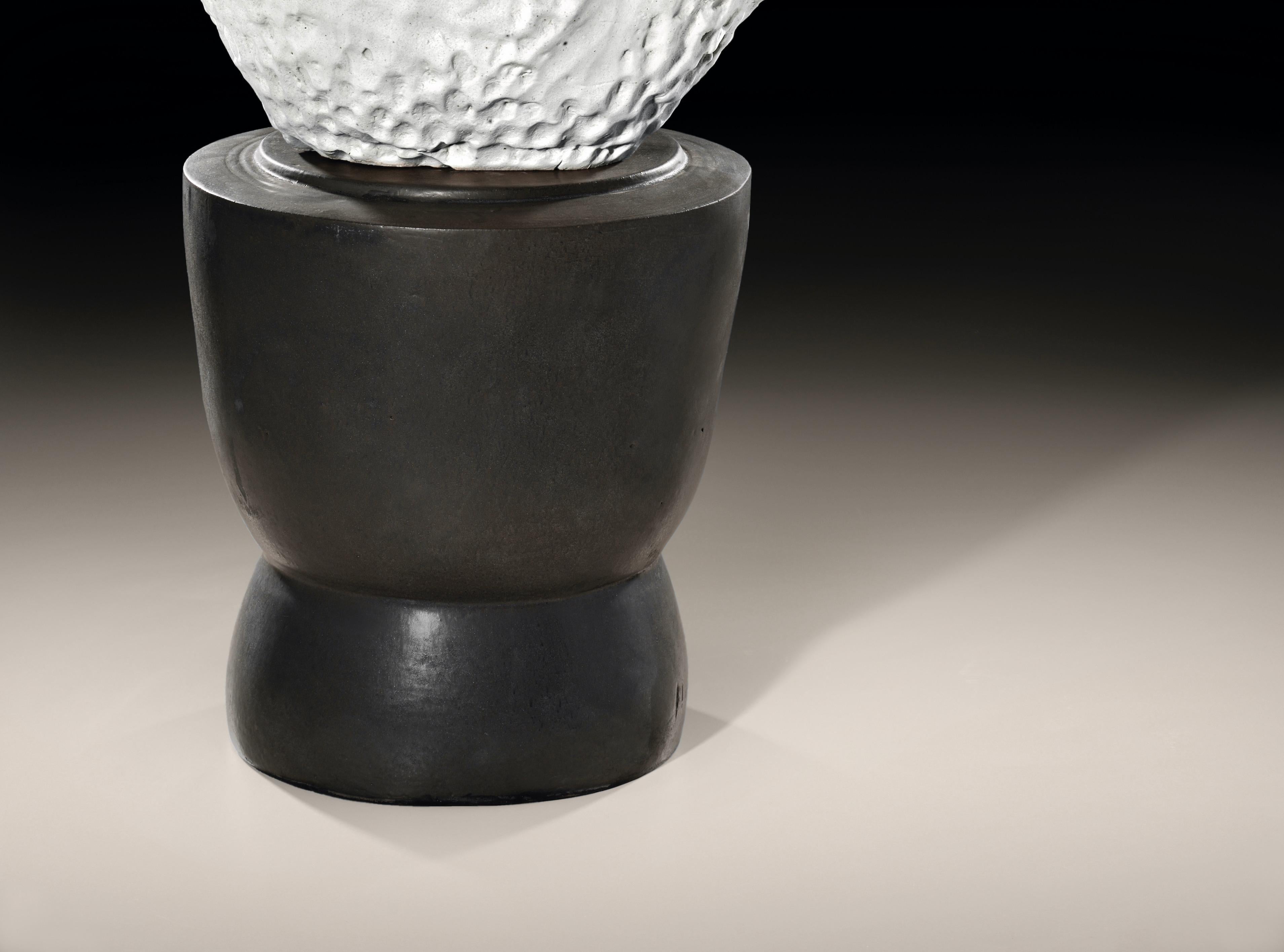 Contemporary Richard Hirsch Ceramic Altar Bowl with Blown Glass Ladle Sculpture #3, 2020 For Sale