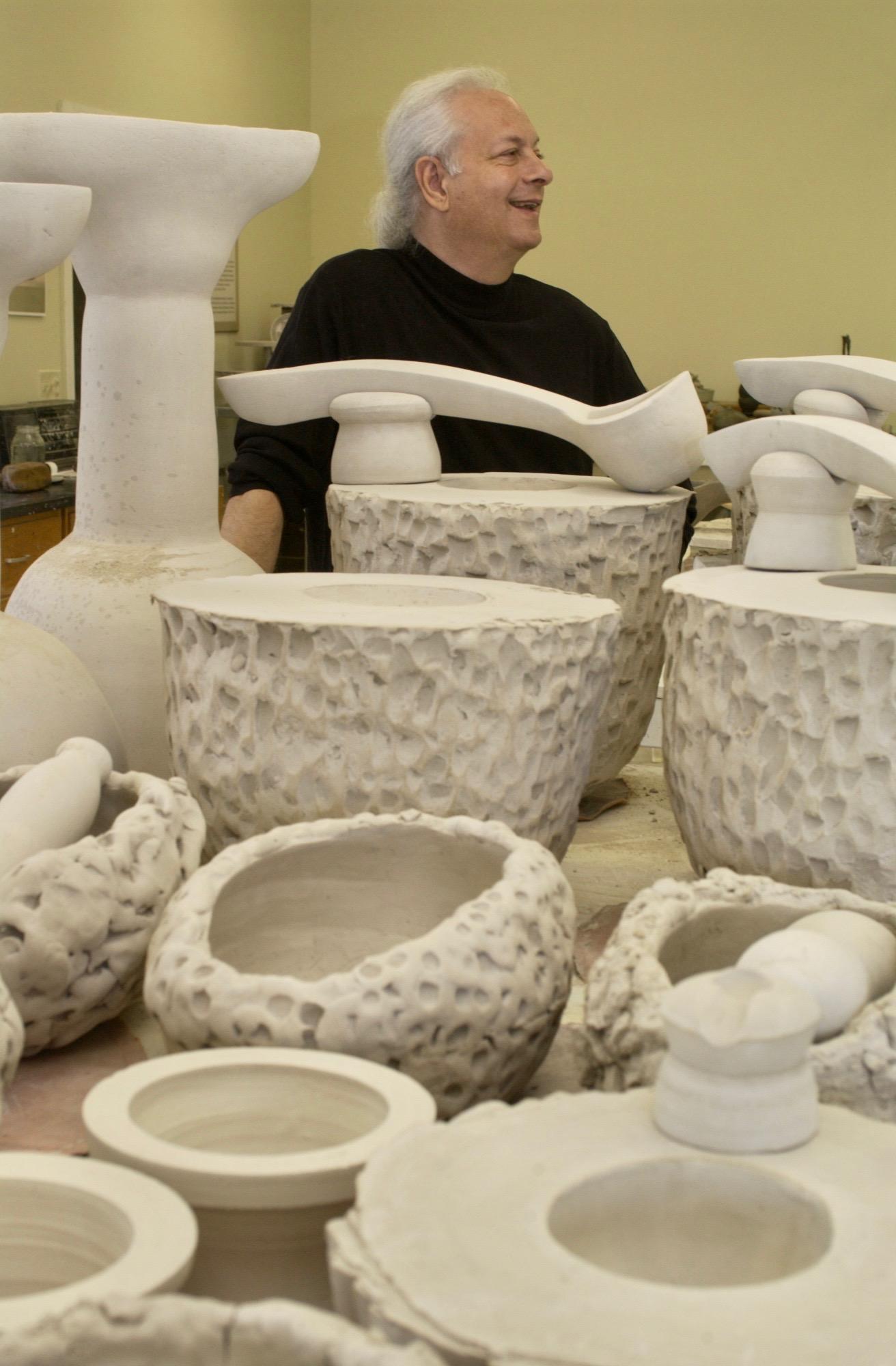 Richard Hirsch Ceramic Altar Bowl with Blown Glass Ladle Sculpture #3, 2020 For Sale 2