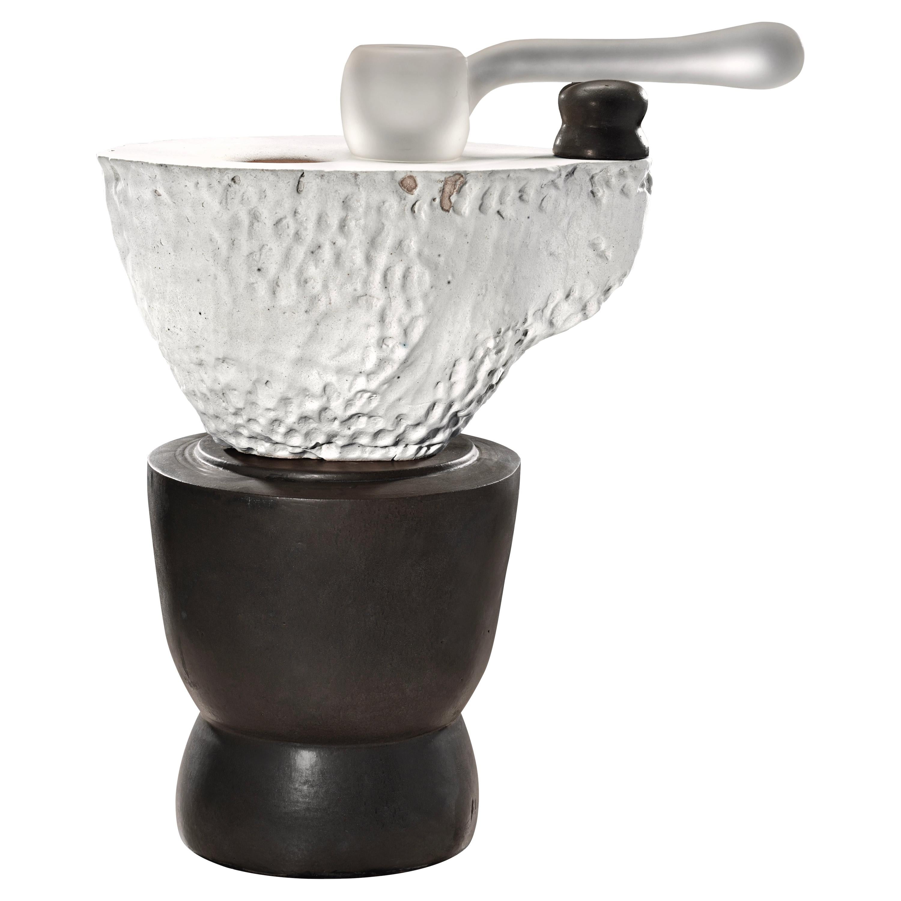Richard Hirsch Ceramic Altar Bowl with Blown Glass Ladle Sculpture #3, 2020 For Sale