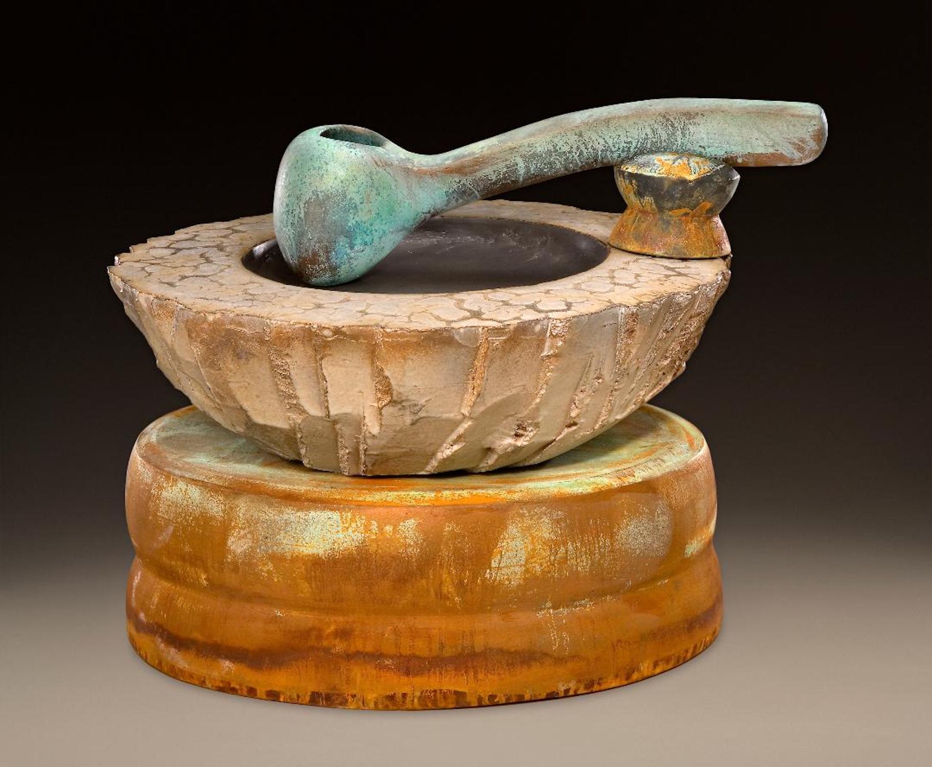 Modern Richard Hirsch Ceramic Altar Bowl with Ladle #3, 2007 For Sale