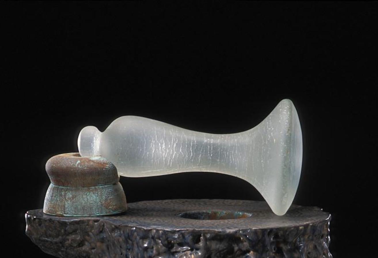 American Richard Hirsch Ceramic Mortar and Blown Glass Pestle Sculpture #10, 2004 For Sale
