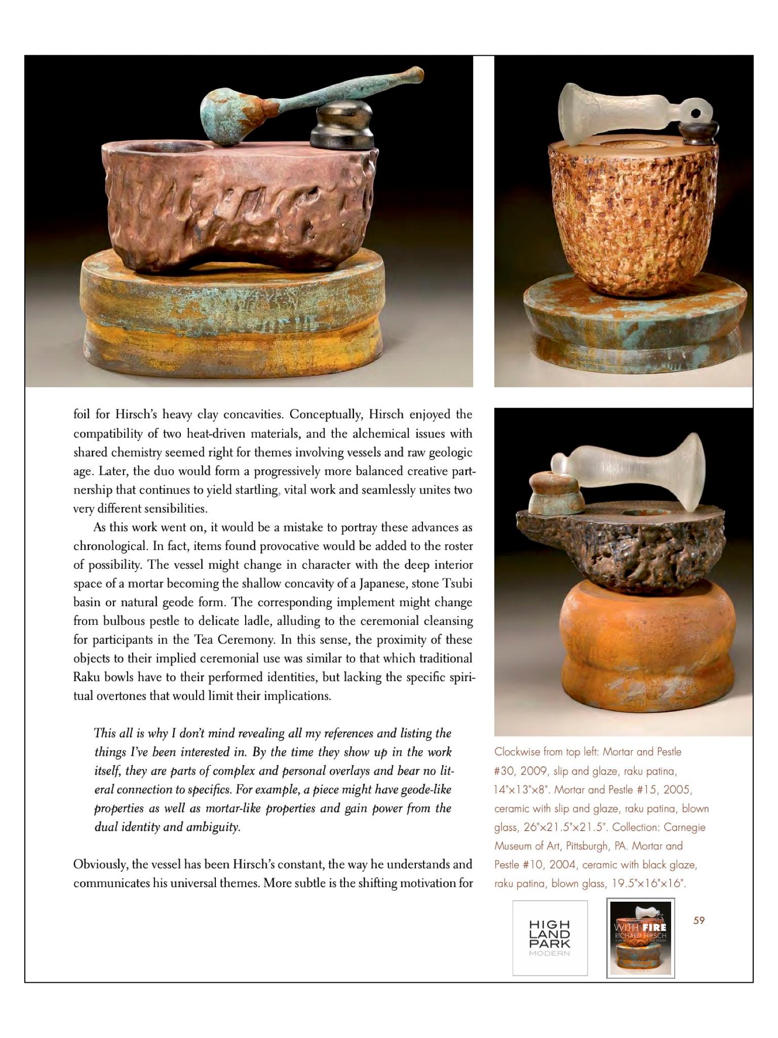 Richard Hirsch Ceramic Mortar and Blown Glass Pestle Sculpture #10, 2004 For Sale 2