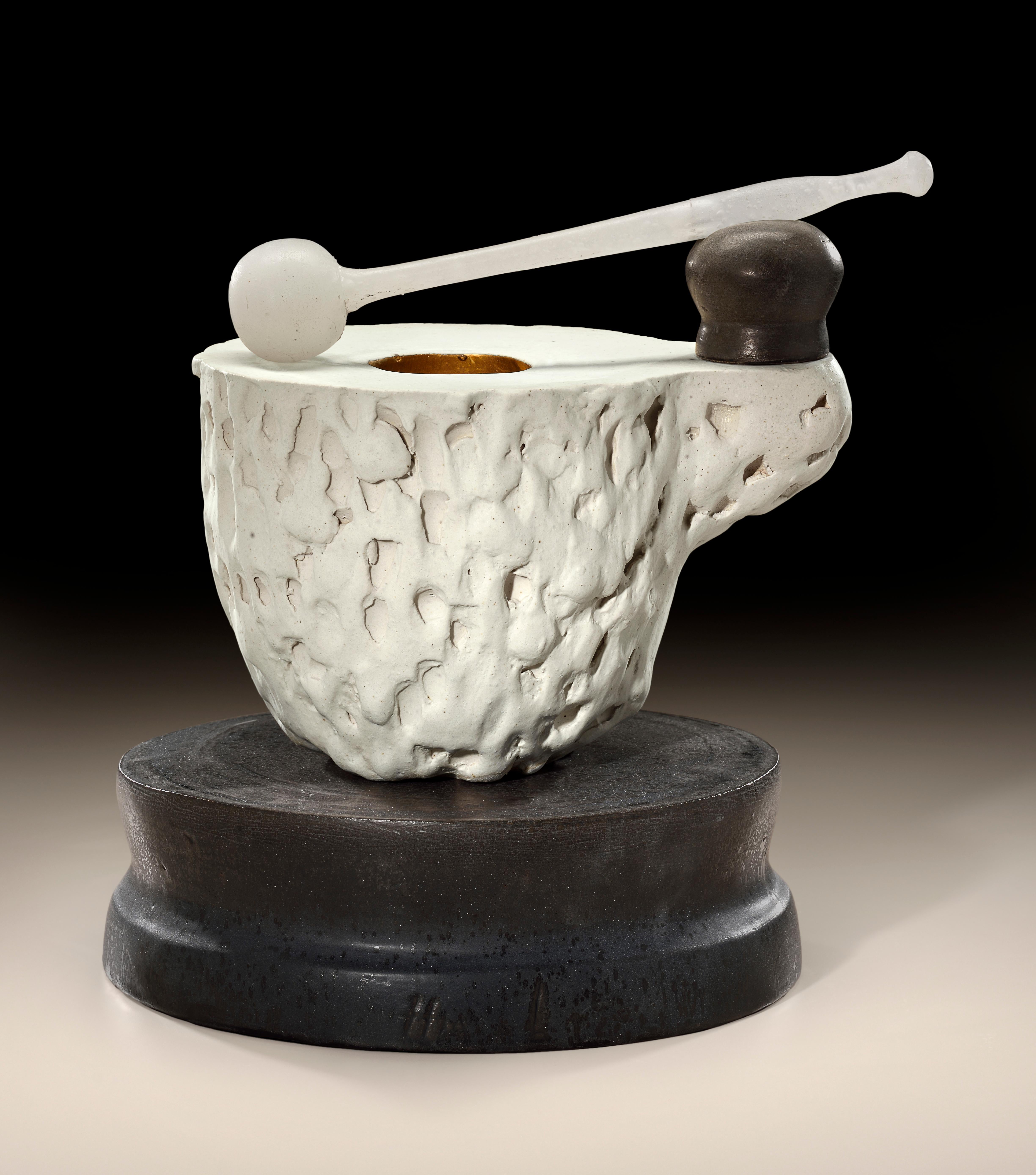 Modern Richard Hirsch Ceramic Mortar and Glass Pestle Sculpture #1, 2020 For Sale