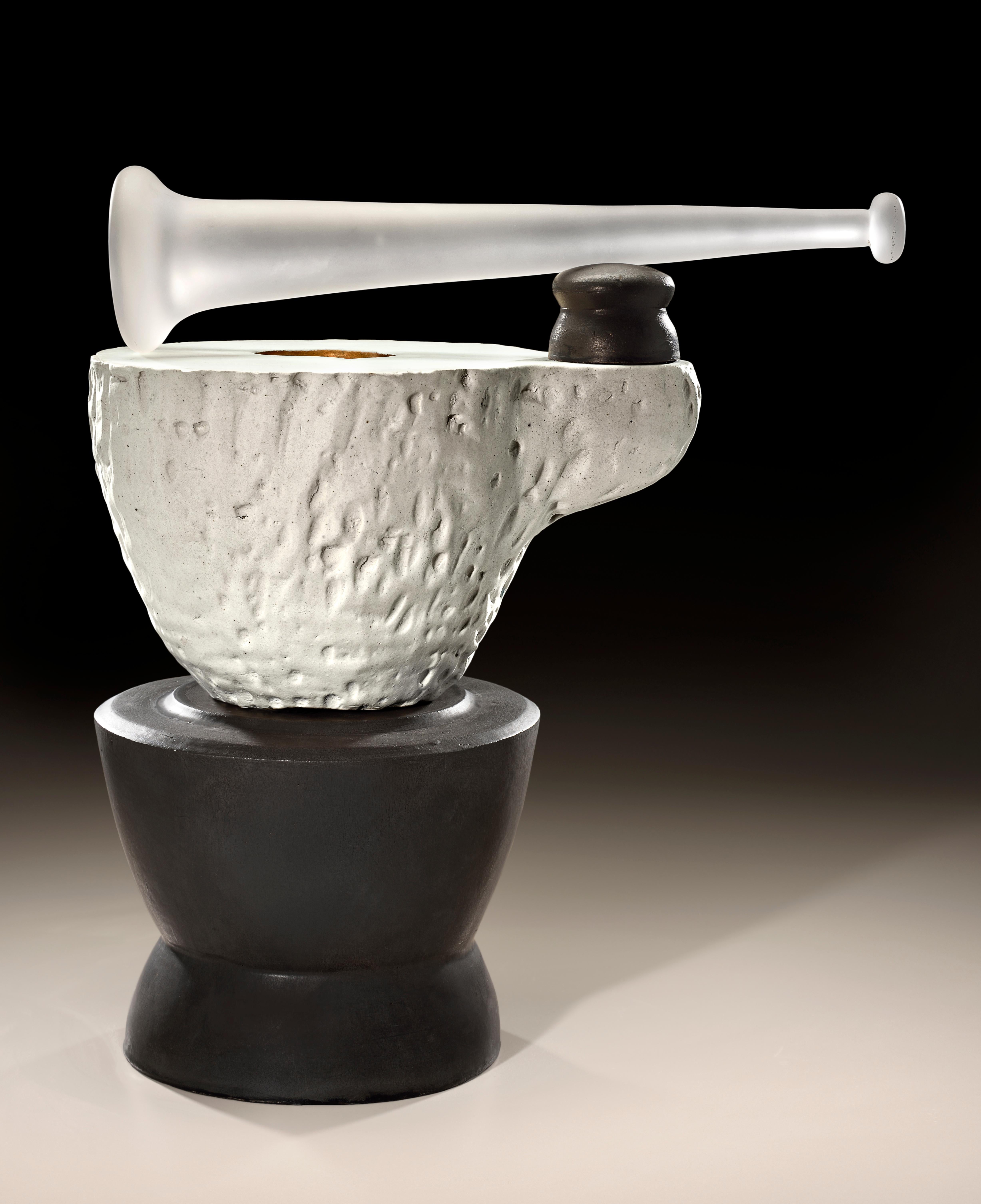 Modern Richard Hirsch Ceramic Mortar and Glass Pestle Sculpture #2, 2020 For Sale