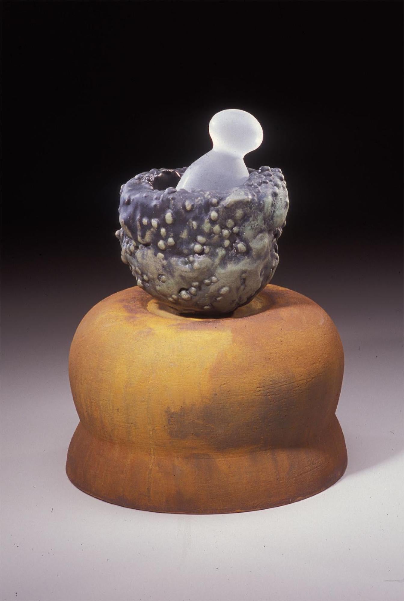 Richard Hirsch Ceramic Mortar and Glass Pestle Sculpture, 2007 For Sale 1