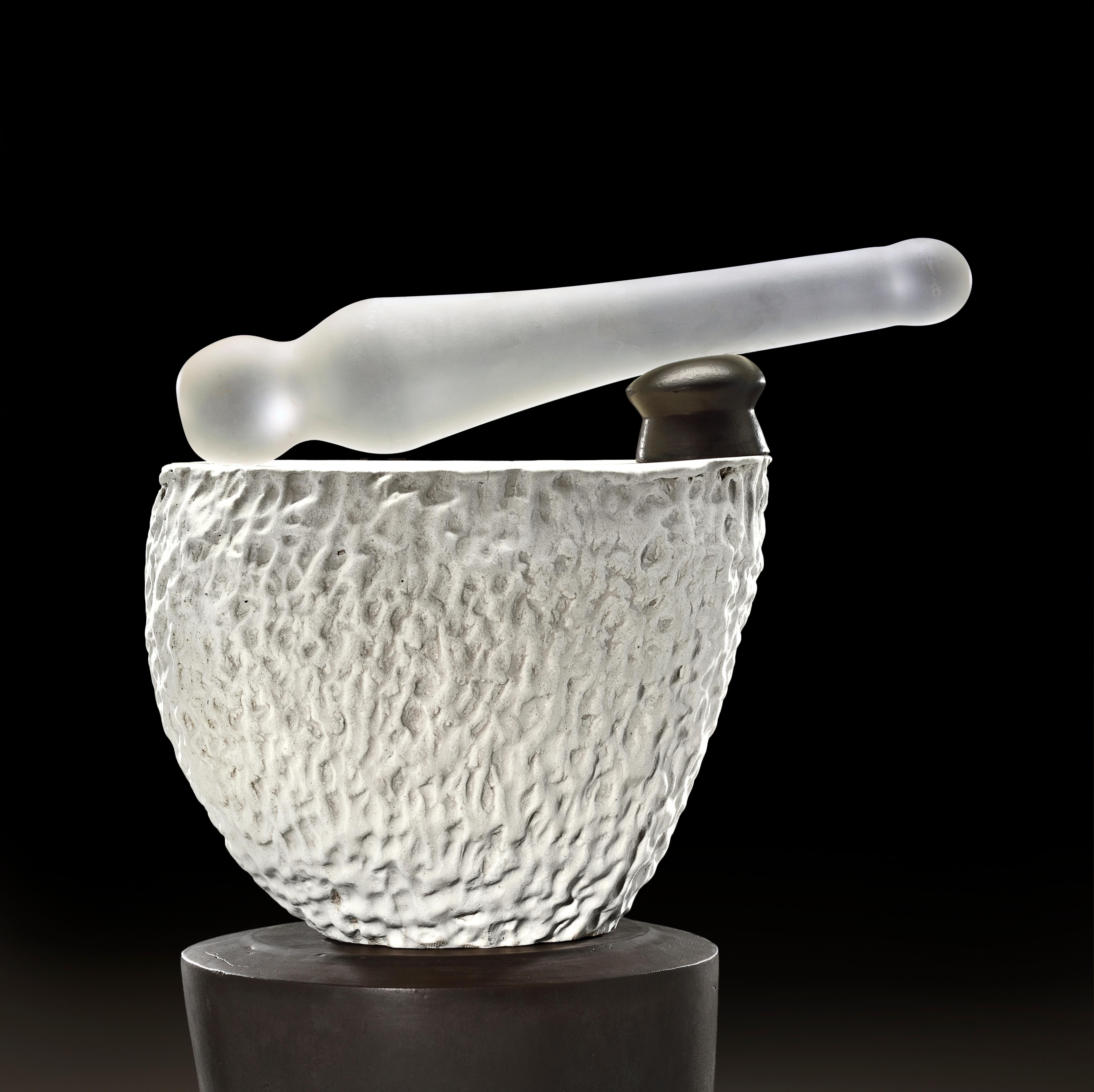 American Richard Hirsch Ceramic Mortar and Glass Pestle Sculpture #5, 2020 For Sale