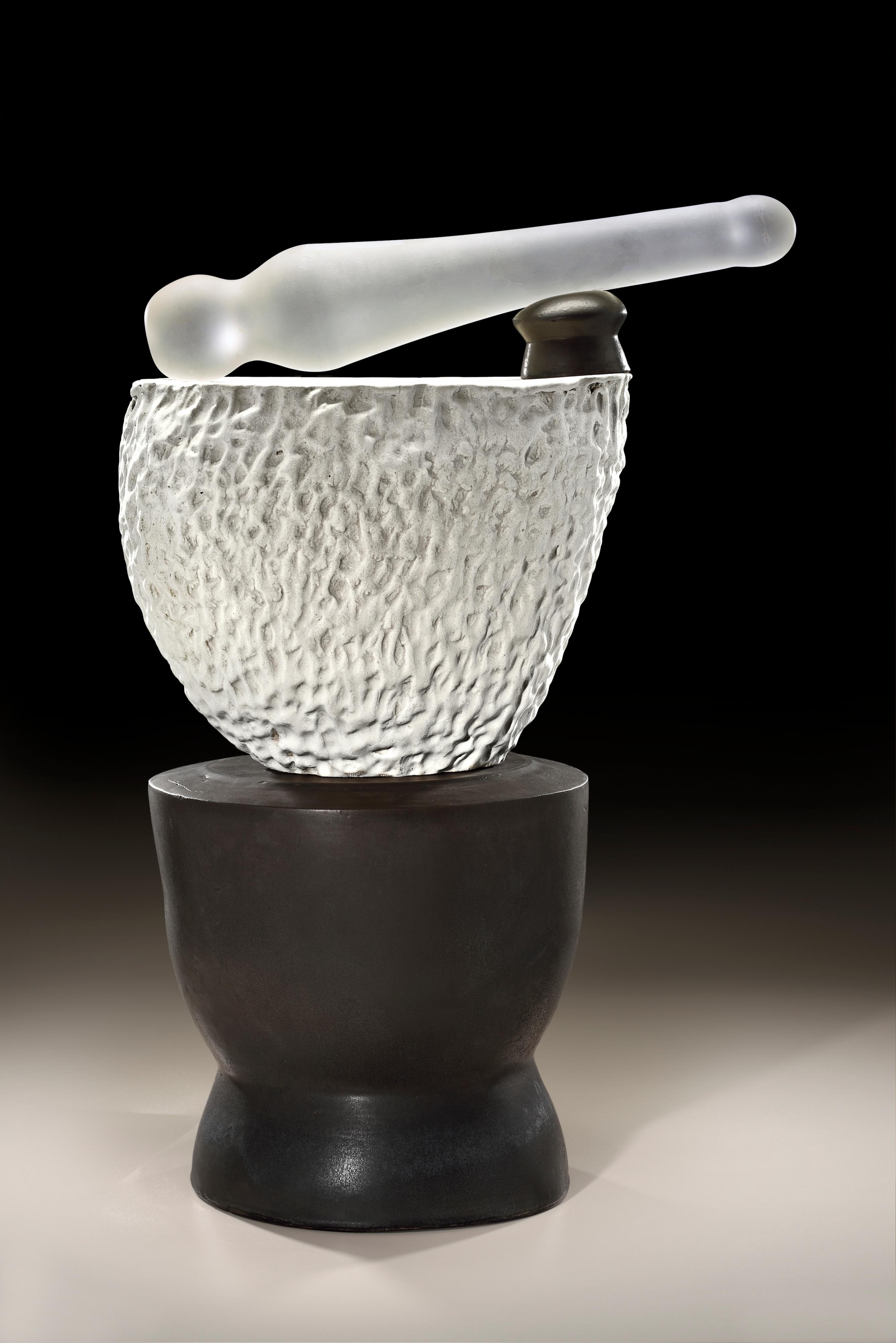 Contemporary Richard Hirsch Ceramic Mortar and Glass Pestle Sculpture #5, 2020 For Sale