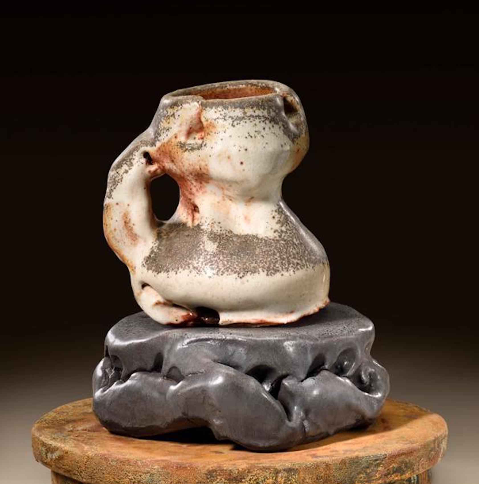 Glazed Richard Hirsch Ceramic Scholar Rock Cup Sculpture #16, 2016 For Sale