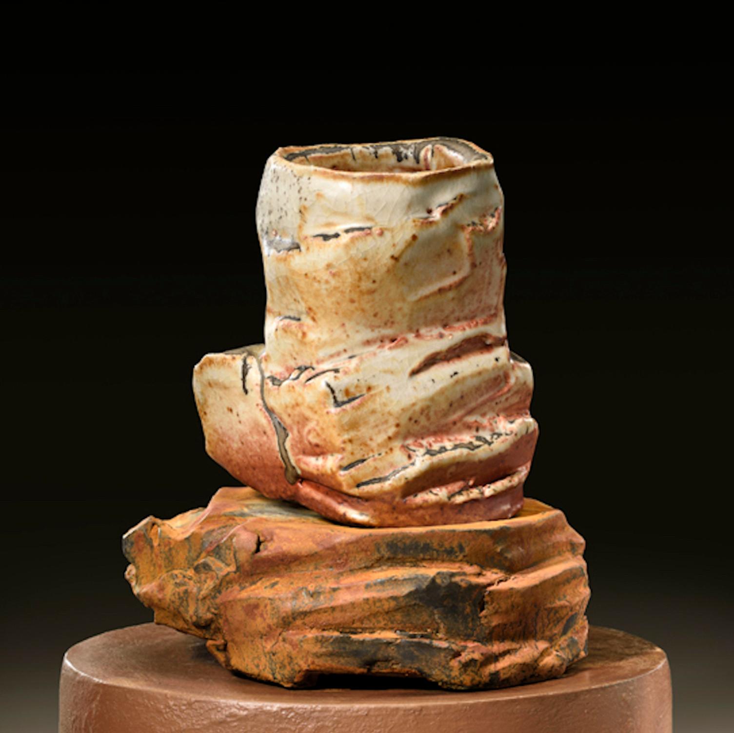Glazed Richard Hirsch Ceramic Scholar Rock Cup Sculpture #19, 2016 For Sale