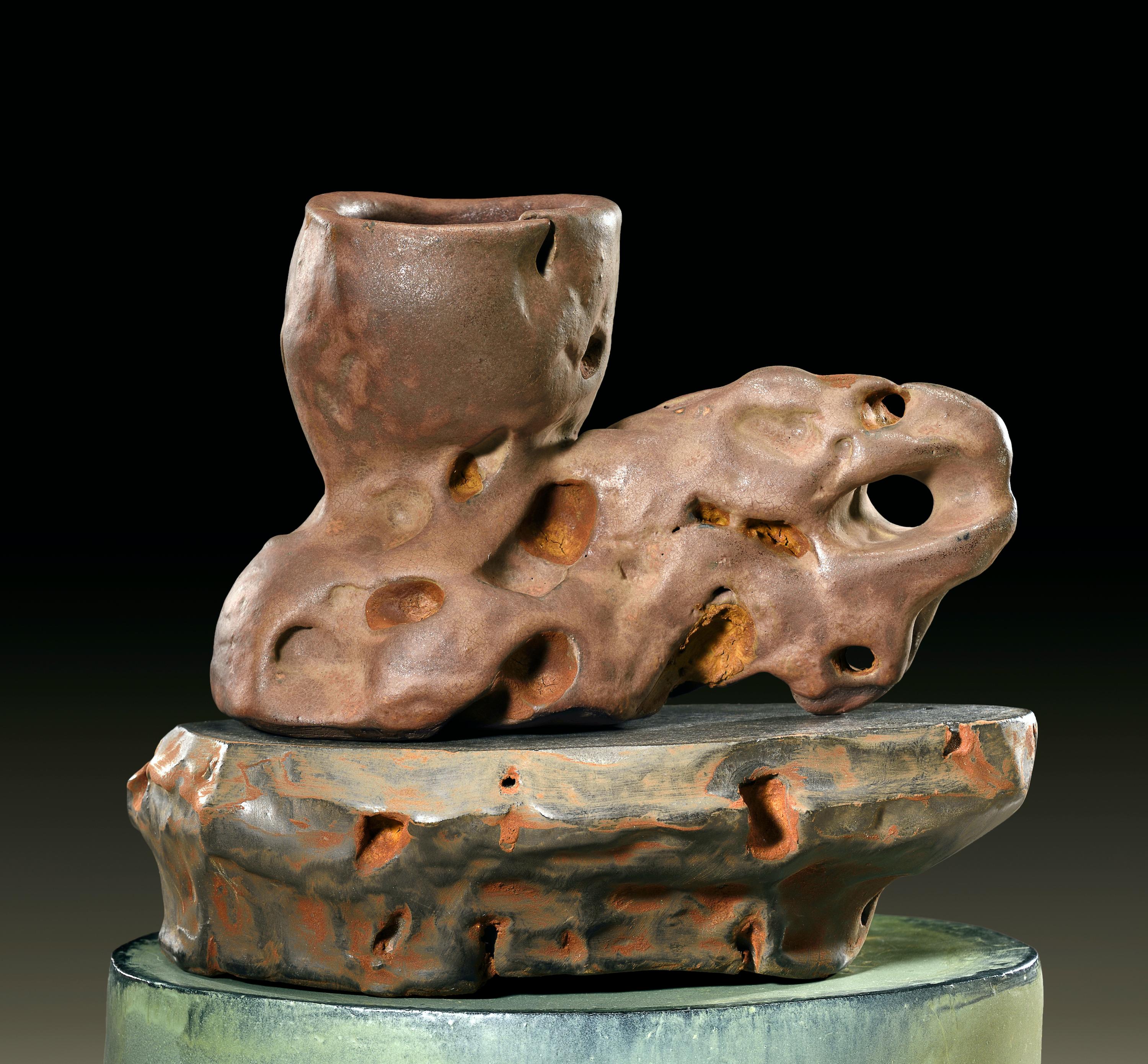 Glazed Richard Hirsch Ceramic Scholar Rock Cup Sculpture, 2018 For Sale